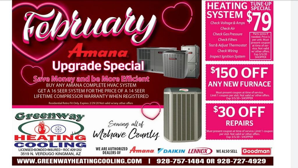 Valentine’s Specials on Heating & Cooling Repair!